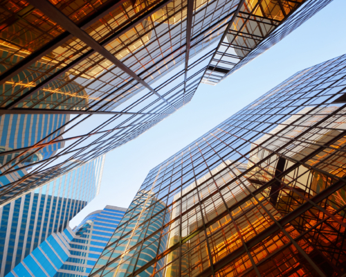 Office,Buildings Modern office buildings representing an independent broker-dealer financial firm.